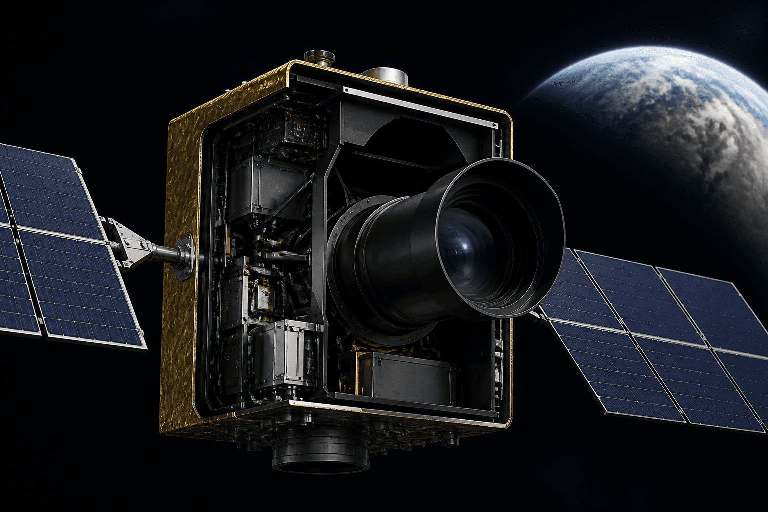 EOS-05 spacecraft with solar arrays